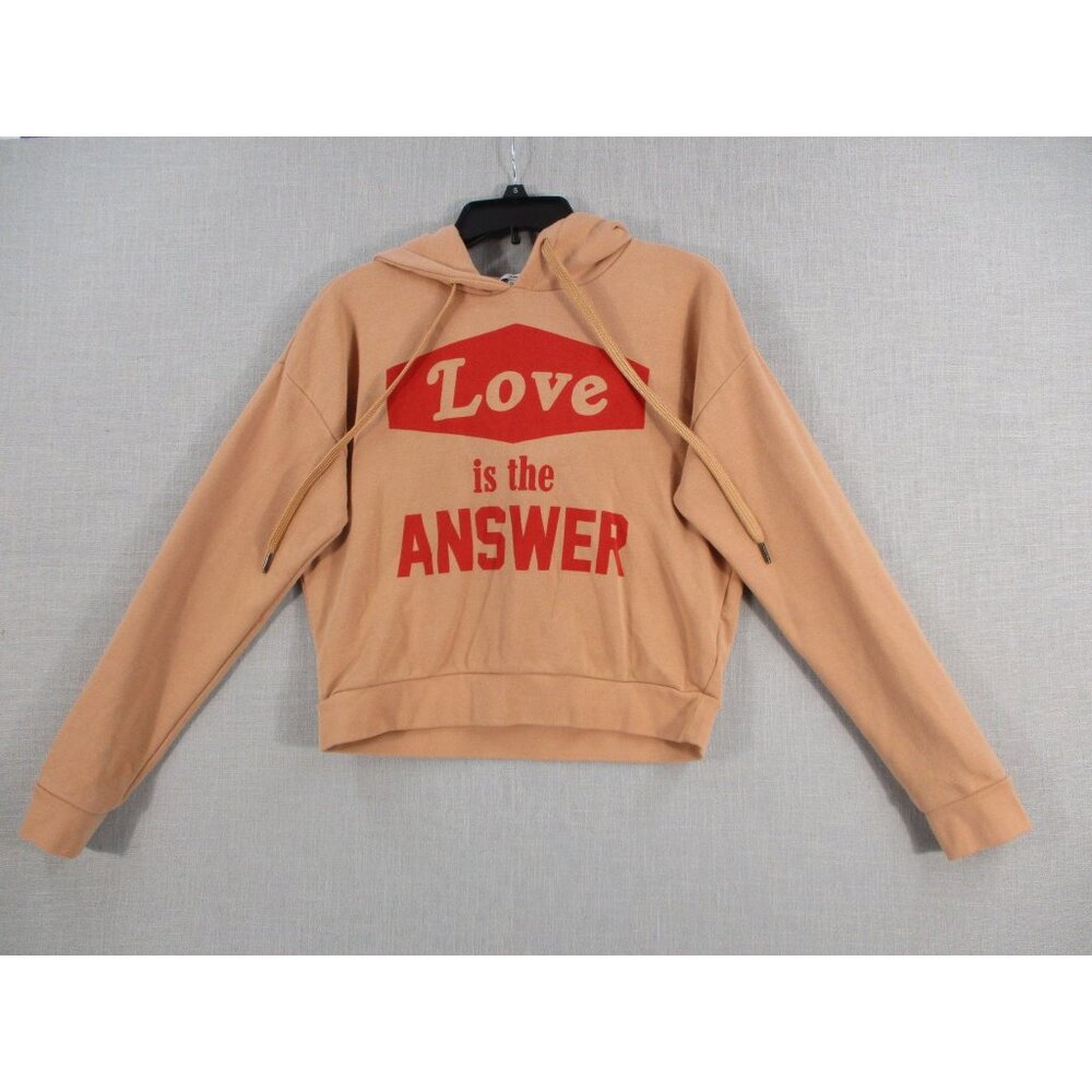 Love Is‎ The Answer Forever 21 Peach Sweatshirt Hoodie Cropped Pullover Medium